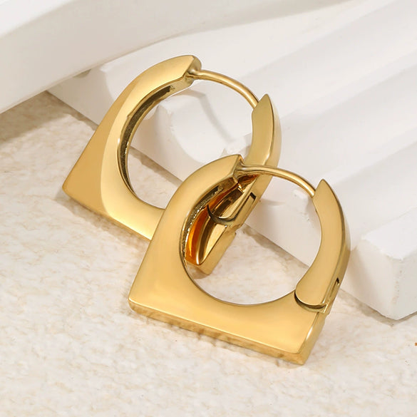 Wholesale Women's Minimalist Geometric Stainless Steel Electroplated Trapezoidal Ear Clips