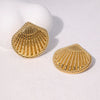 Wholesale Women's Minimalist Geometric Stainless Steel Fanshaped Electroplated Earrings