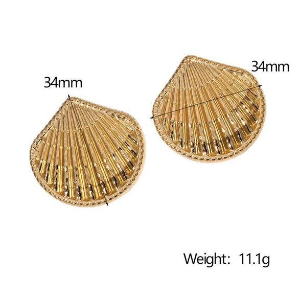 Wholesale Women's Minimalist Geometric Stainless Steel Fanshaped Electroplated Earrings