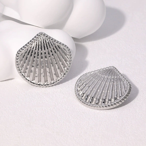 Wholesale Women's Minimalist Geometric Stainless Steel Fanshaped Electroplated Earrings