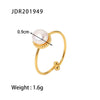 Wholesale Women's Minimalist Geometric Stainless Steel Freshwater Pearl Ring With Electroplating