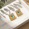Wholesale Women's Minimalist Geometric Stainless Steel Goldplated Enamel Earrings