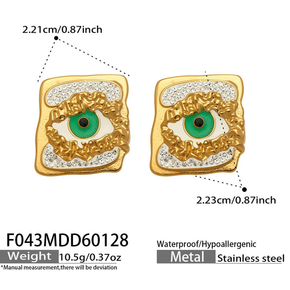 Wholesale Women's Minimalist Geometric Stainless Steel Goldplated Enamel Earrings