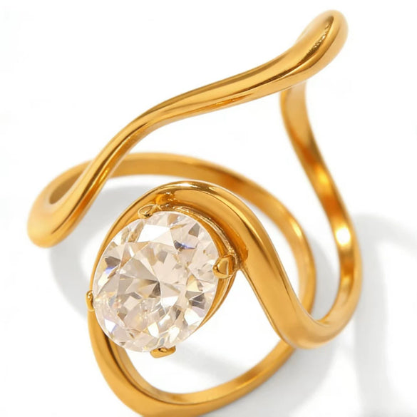 Wholesale Women's Minimalist Geometric Stainless Steel Goldplated Vacuum Furnace Electroplated Ring