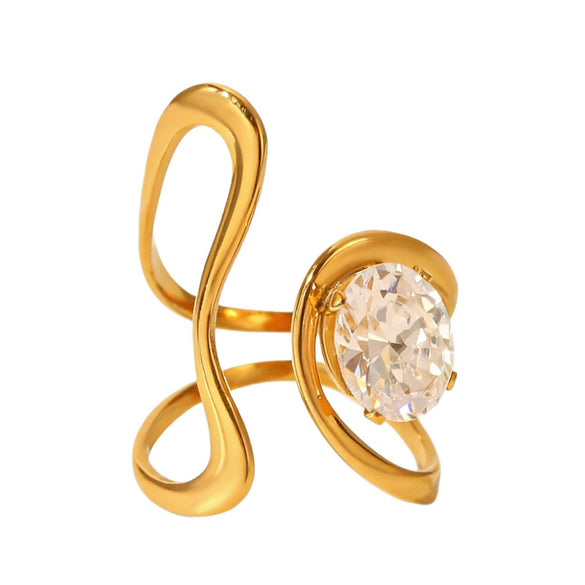 Wholesale Women's Minimalist Geometric Stainless Steel Goldplated Vacuum Furnace Electroplated Ring