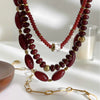 Wholesale Women's Minimalist Geometric Stainless Steel Handmade Beaded Chain Necklace With Glazed Pendant