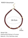 Wholesale Women's Minimalist Geometric Stainless Steel Handmade Beaded Chain Necklace With Glazed Pendant