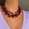 Wholesale Women's Minimalist Geometric Stainless Steel Handmade Beaded Chain Necklace With Glazed Pendant