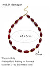 Wholesale Women's Minimalist Geometric Stainless Steel Handmade Beaded Chain Necklace With Glazed Pendant