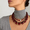 Wholesale Women's Minimalist Geometric Stainless Steel Handmade Beaded Chain Necklace With Glazed Pendant