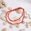 Wholesale Women's Minimalist Geometric Stainless Steel Jewelry With Electroplating And Red Rice Ball Steel Ball Teeth Shell Chain Design