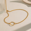 Wholesale Women's Minimalist Geometric Stainless Steel Jewelry With Pvd Furnace Vacuum Real Gold Plating Circular Pendant Necklace And Bracelet