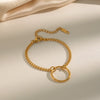 Wholesale Women's Minimalist Geometric Stainless Steel Jewelry With Pvd Furnace Vacuum Real Gold Plating Circular Pendant Necklace And Bracelet