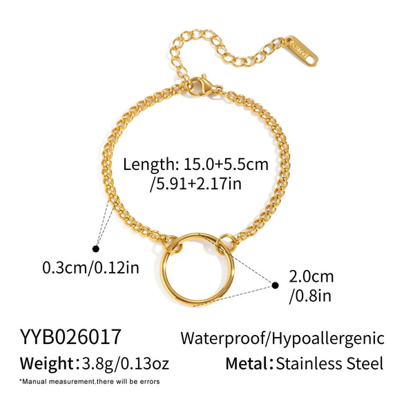 Wholesale Women's Minimalist Geometric Stainless Steel Jewelry With Pvd Furnace Vacuum Real Gold Plating Circular Pendant Necklace And Bracelet