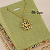 Wholesale Women's Minimalist Geometric Stainless Steel 18K Gold Electroplated Anchor Rudder Pendant Necklace With Cross Chain Jewelry Accessories
