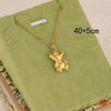 Wholesale Women's Minimalist Geometric Stainless Steel 18K Gold Electroplated Bear Pendant Cross Chain Necklace