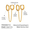Wholesale Women's Minimalist Geometric Stainless Steel 18K Gold Plated Double Hoop Tassel Earrings