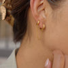 Wholesale Women's Minimalist Geometric Stainless Steel 18K Gold Plated Double Hoop Tassel Earrings