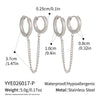 Wholesale Women's Minimalist Geometric Stainless Steel 18K Gold Plated Double Hoop Tassel Earrings