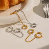 Wholesale Women's Minimalist Geometric Stainless Steel 18K Gold Plated Double Hoop Tassel Earrings