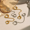 Wholesale Women's Minimalist Geometric Stainless Steel 18K Gold Plated Double Hoop Tassel Earrings
