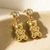 Wholesale Women's Minimalist Geometric Stainless Steel 18K Gold Plated Zircon Inlay Earrings