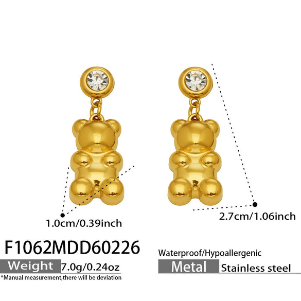 Wholesale Women's Minimalist Geometric Stainless Steel 18K Gold Plated Zircon Inlay Earrings