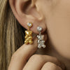 Wholesale Women's Minimalist Geometric Stainless Steel 18K Gold Plated Zircon Inlay Earrings