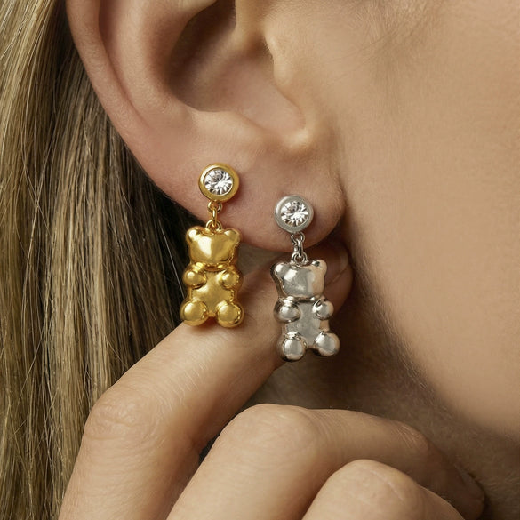 Wholesale Women's Minimalist Geometric Stainless Steel 18K Gold Plated Zircon Inlay Earrings
