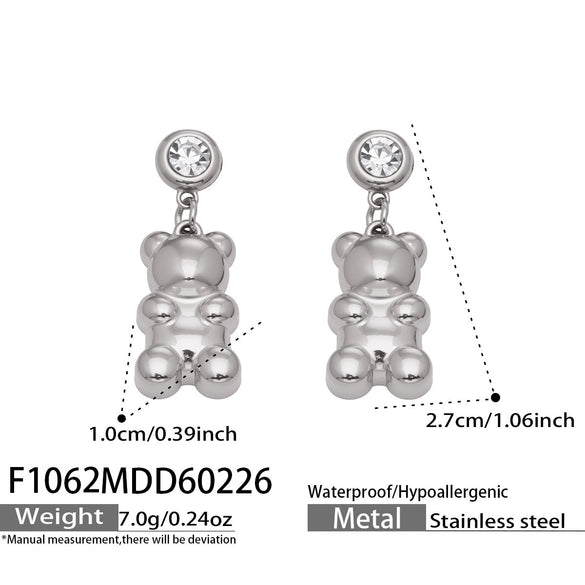 Wholesale Women's Minimalist Geometric Stainless Steel 18K Gold Plated Zircon Inlay Earrings