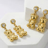 Wholesale Women's Minimalist Geometric Stainless Steel 18K Gold Plated Zircon Inlay Earrings