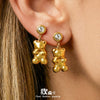 Wholesale Women's Minimalist Geometric Stainless Steel 18K Gold Plated Zircon Inlay Earrings