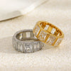 Wholesale Women's Minimalist Geometric Stainless Steel 18K Goldplated Small Square Diamond Hollow Ring
