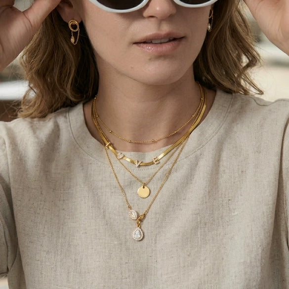 Wholesale Women's Minimalist Geometric Stainless Steel Necklace Pendant With Pvd Furnace Vacuum Real Gold Plating