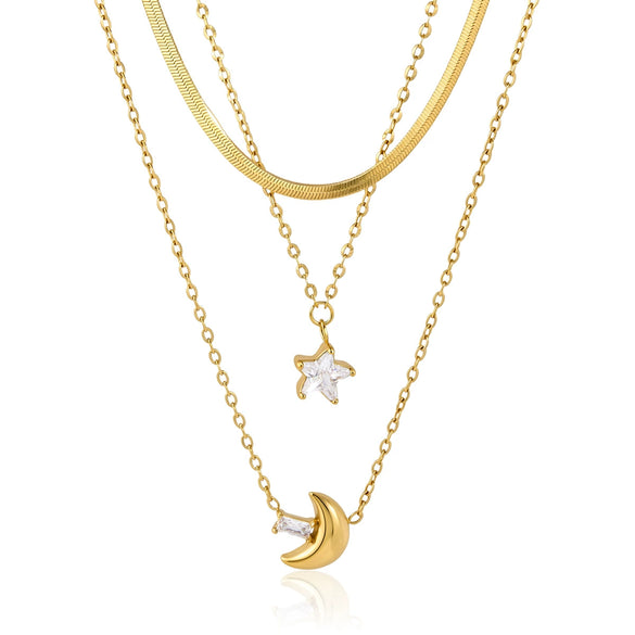 Wholesale Women's Minimalist Geometric Stainless Steel Necklace With Pvd Furnace Vacuum Real Gold Plating