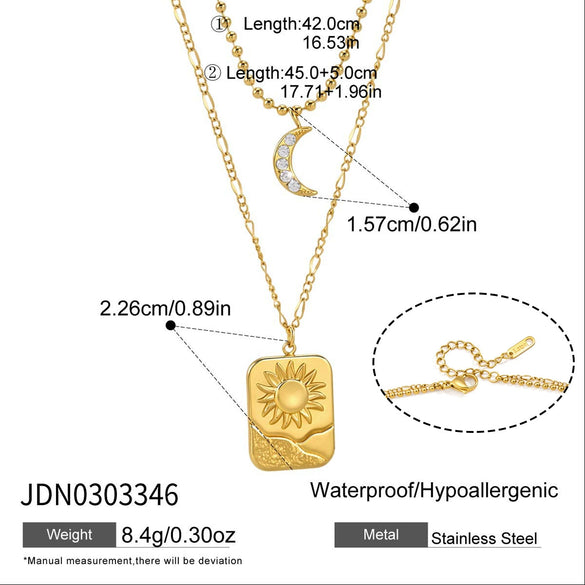 Wholesale Women's Minimalist Geometric Stainless Steel Necklace With Pvd Furnace Vacuum Real Gold Plating