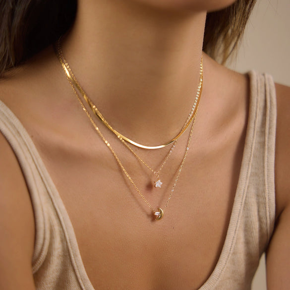 Wholesale Women's Minimalist Geometric Stainless Steel Necklace With Pvd Furnace Vacuum Real Gold Plating