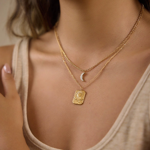 Wholesale Women's Minimalist Geometric Stainless Steel Necklace With Pvd Furnace Vacuum Real Gold Plating