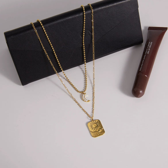 Wholesale Women's Minimalist Geometric Stainless Steel Necklace With Pvd Furnace Vacuum Real Gold Plating
