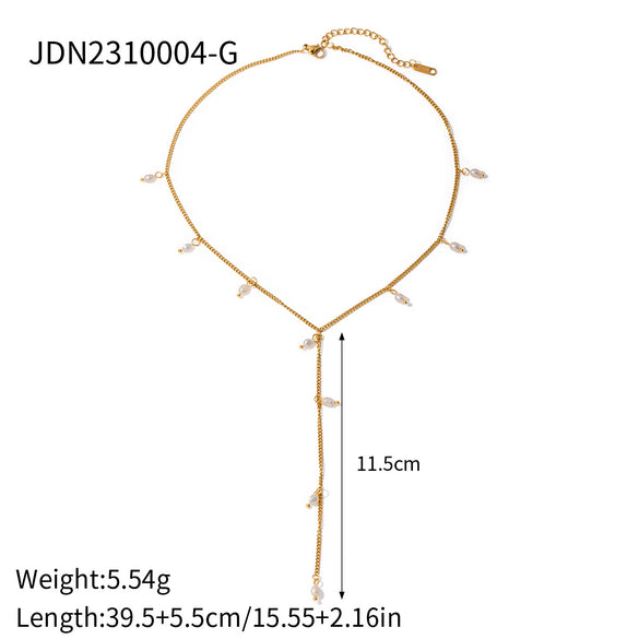 Wholesale Women's Minimalist Geometric Stainless Steel Necklace With Vacuum Real Gold Plating