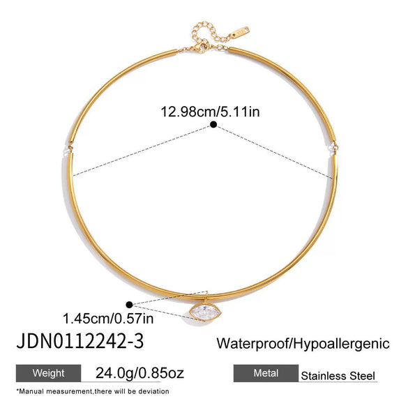 Wholesale Women's Minimalist Geometric Stainless Steel Necklace With Vacuum Real Gold Plating