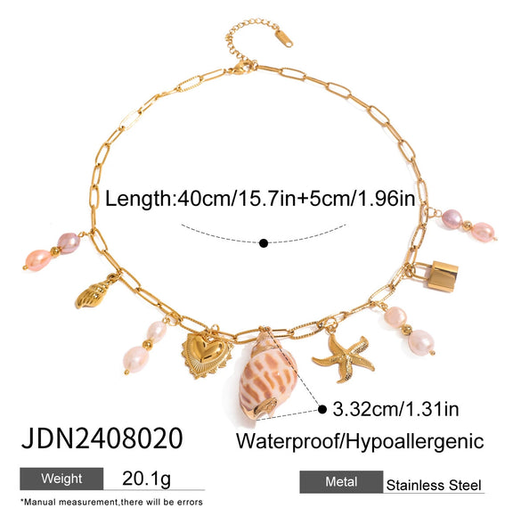 Wholesale Women's Minimalist Geometric Stainless Steel Necklace With Vacuum Real Gold Plating