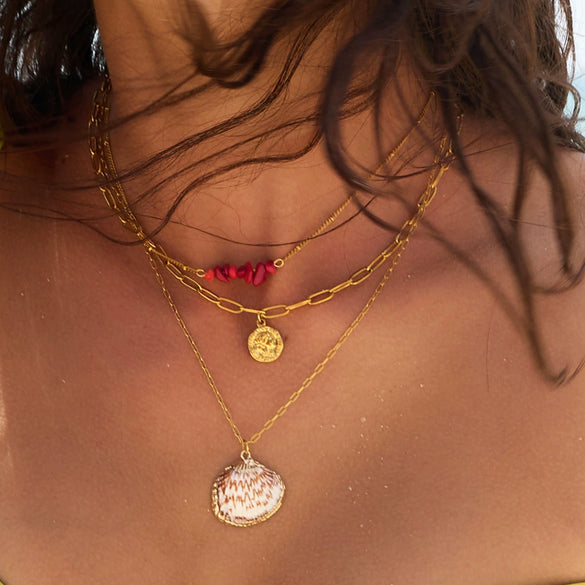 Wholesale Women's Minimalist Geometric Stainless Steel Necklace With Vacuum Real Gold Plating