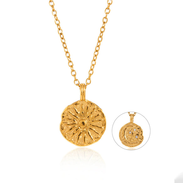 Wholesale Women's Minimalist Geometric Stainless Steel Necklace With Vacuum Real Gold Plating