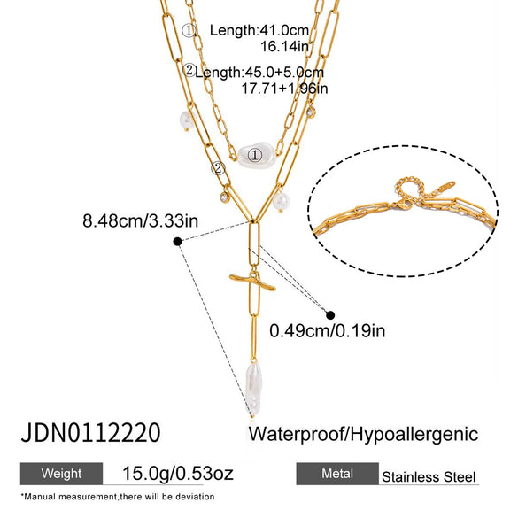 Wholesale Women's Minimalist Geometric Stainless Steel Necklace With Vacuum Real Gold Plating