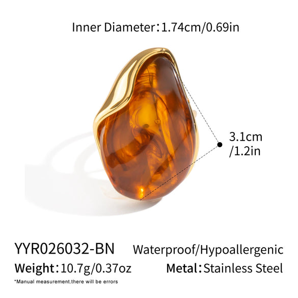 Wholesale Women's Minimalist Geometric Stainless Steel Open Ring With 18K Gold Pvd Furnace Vacuum Real Gold Plating