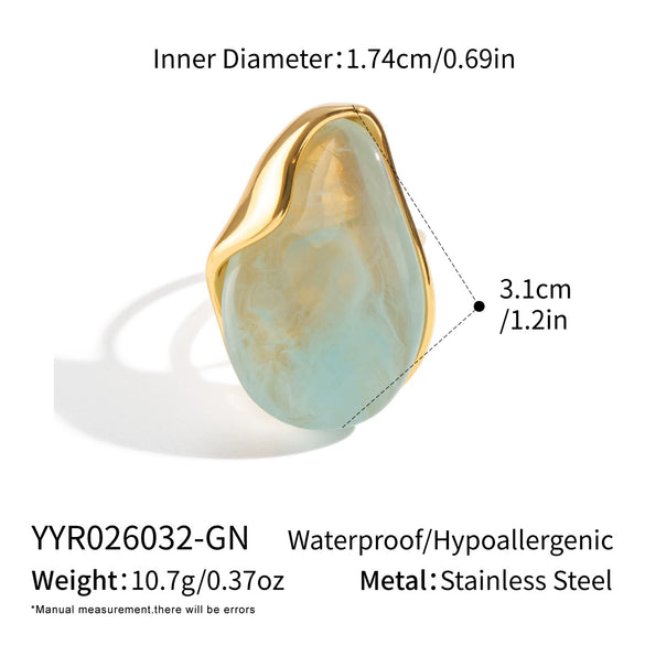 Wholesale Women's Minimalist Geometric Stainless Steel Open Ring With 18K Gold Pvd Furnace Vacuum Real Gold Plating