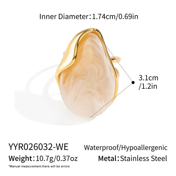 Wholesale Women's Minimalist Geometric Stainless Steel Open Ring With 18K Gold Pvd Furnace Vacuum Real Gold Plating