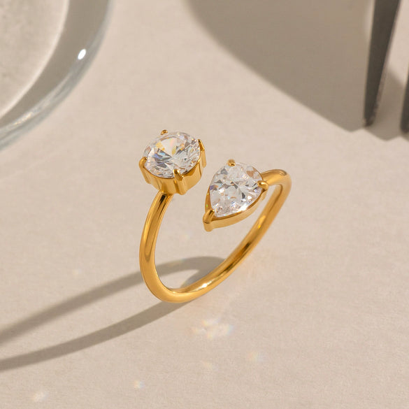 Wholesale Women's Minimalist Geometric Stainless Steel Open Ring With Pvd Furnace Vacuum Real Gold Plating