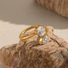 Wholesale Women's Minimalist Geometric Stainless Steel Open Ring With Pvd Furnace Vacuum Real Gold Plating